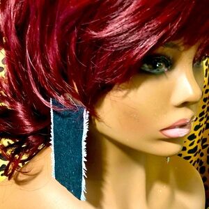 Denim straight leg fringe clips